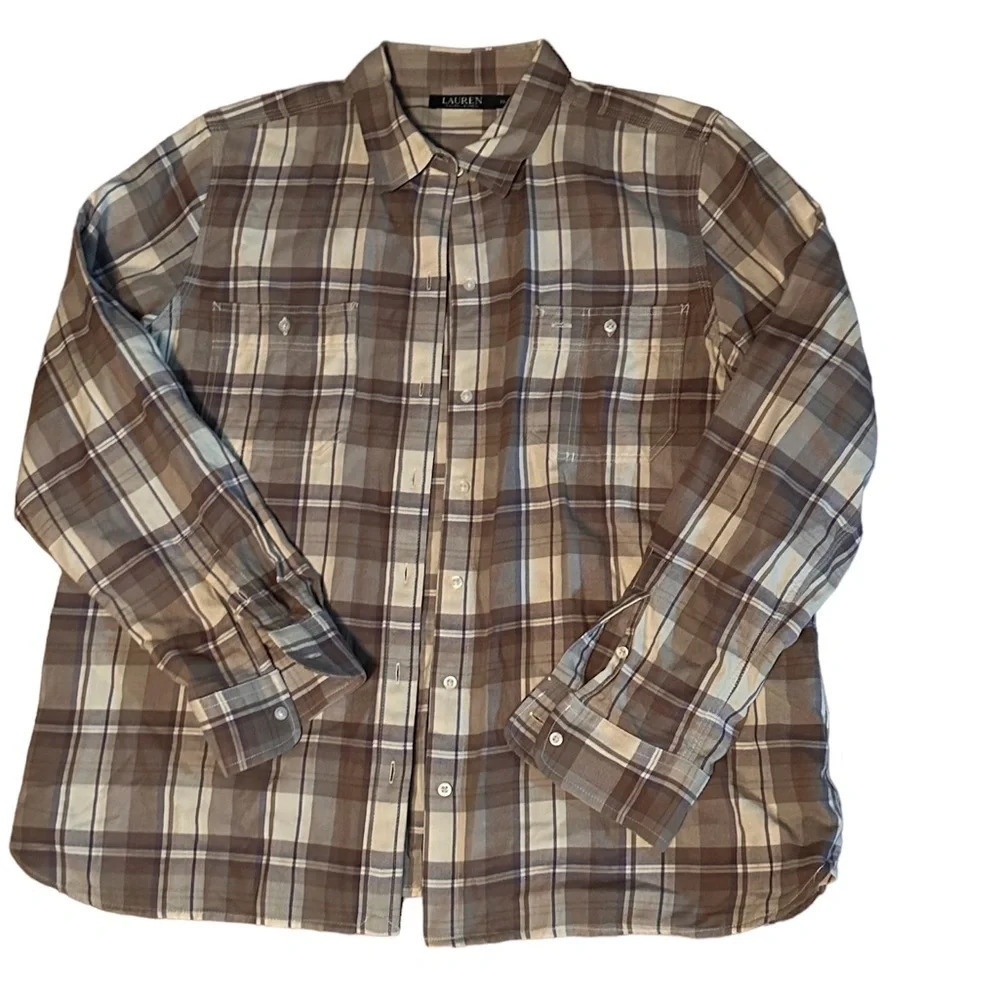 LAUREN Ralph Lauren plaid button up shirt for women